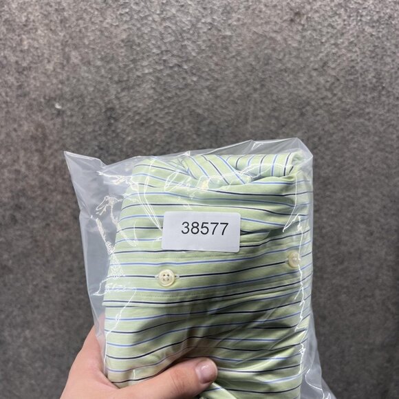 Polo Ralph Lauren Shirt Mens 16.5 32/33 Green Stripe Regent Classic Fit Dress - Picture 10 of 10